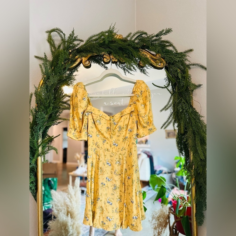 Reformation lillet yellow floral felicity mini dress size 2